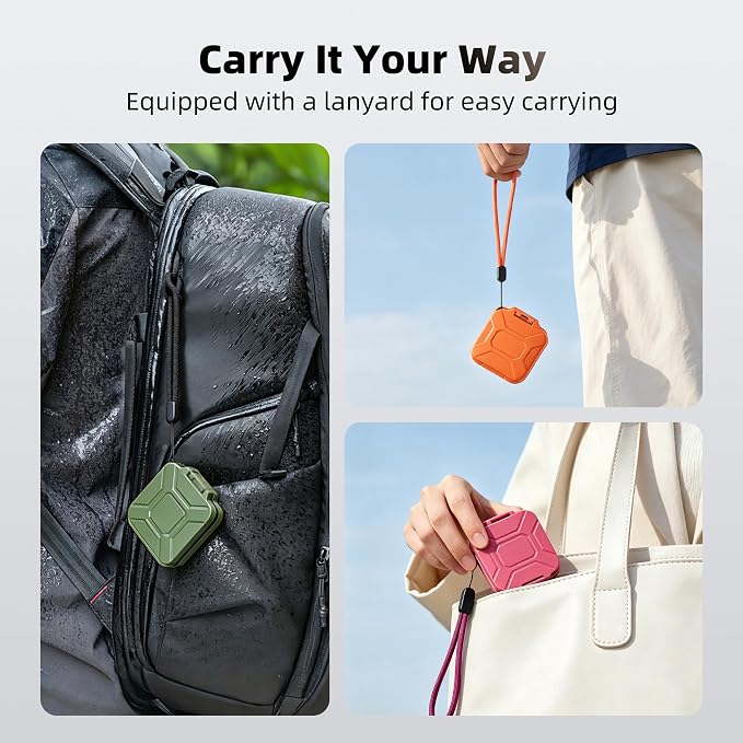JJC Small SD Card Case Holder for 4 SD & 8 Micro SD Memory Cards, Green | 12 Slots, Slim & Lightweight Design, Water-Resistant & Shockproof, Soft EVA Interior, Includes Wrist Strap, Easy to Carry - Image 6
