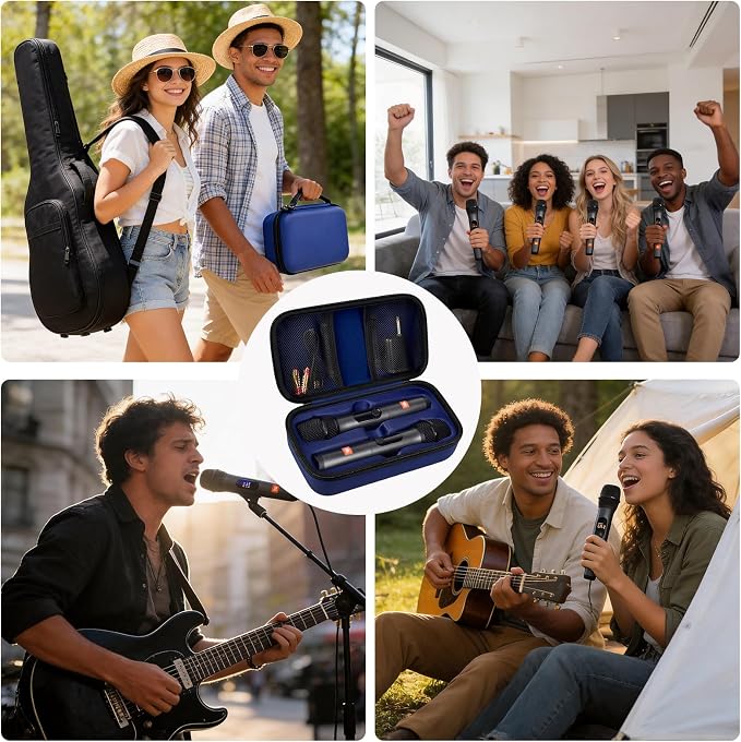 Wireless Microphone Case Compatible with JBL Wireless Two Microphone System, Handheld Dual Mic Travel Bag for Singing or Karaoke for Receivers, Adapters, AA Batteries - Image 6