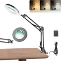 UBeesize 10X Magnifying Glass with Ring Light and Clamp for Desk | 10X Magnification | 3 Color Modes | Dimmable Brightness | Suitable for reading, crafts, sewing, and repair by UBeesize