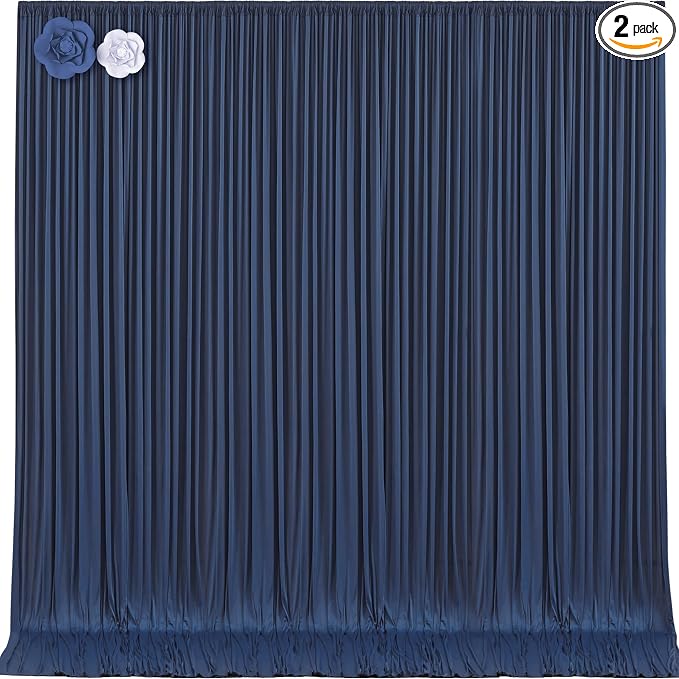 10x12 Navy Blue Backdrop Curtains for Wedding Party Wrinkle Free Backdrops Curtain Drapes Fabric Decorations Photo Back Drop Cloth for Baby Shower Photography Stage Reception 5ft x 12ft,2 Panels by Tao-GePartyDecorations