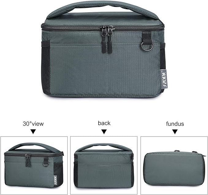 S-ZONE Water Resistant Camera Insert Bag with Sleeve Camera Case | Thicker Padding,Detachable Dividers,Fits in Backpack or Messenger Bag - Image 6