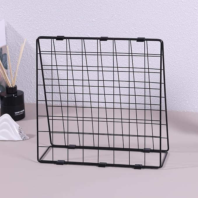 Photo Display Rack, Note Display Rack, Double sided Photo Metal Rack, Desk Photo Manager, With 20 Wooden Clips, Black - Image 5