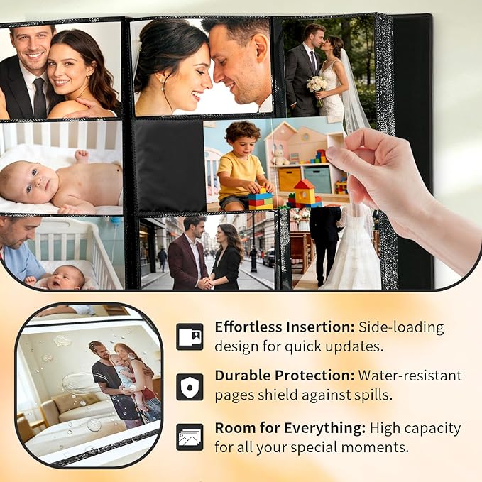 Photo Album 4x6 600 Pockets Photos, Large Capacity Leather Cover Photo Book | Slip-In Horizontal & Vertical Pockets Acid-Free Waterproof Picture Albums Great for Family Baby Wedding Holiday & Anniversary - Image 3
