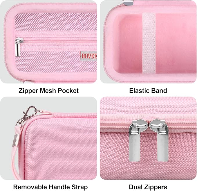 BOVKE Hard Case + Silicone Cover for Canon PowerShot SX740 HS Camera, Pink | SX740 SX730 Digital Camera Shockproof EVA Storage Bag & Soft Silicone Protective Case with Removable Lens Cover, Wrist Strap - Image 5