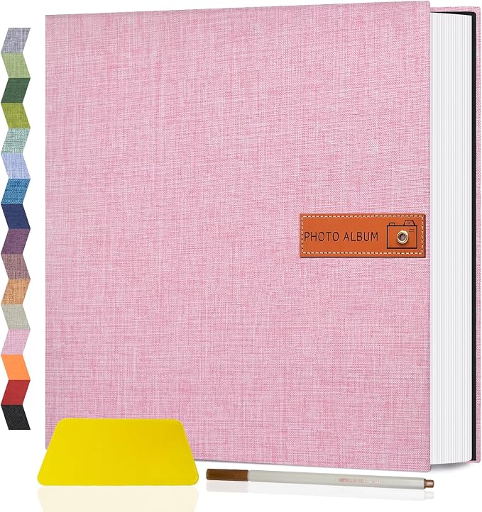 Popotop Large Photo Album Self Adhesive 4x6 5x7 8x10 Scrapbook Album DIY Picture Book,Gifts for Mom,Family Baby and Wedding,with Metal Pen and Plastic Board by Popotop
