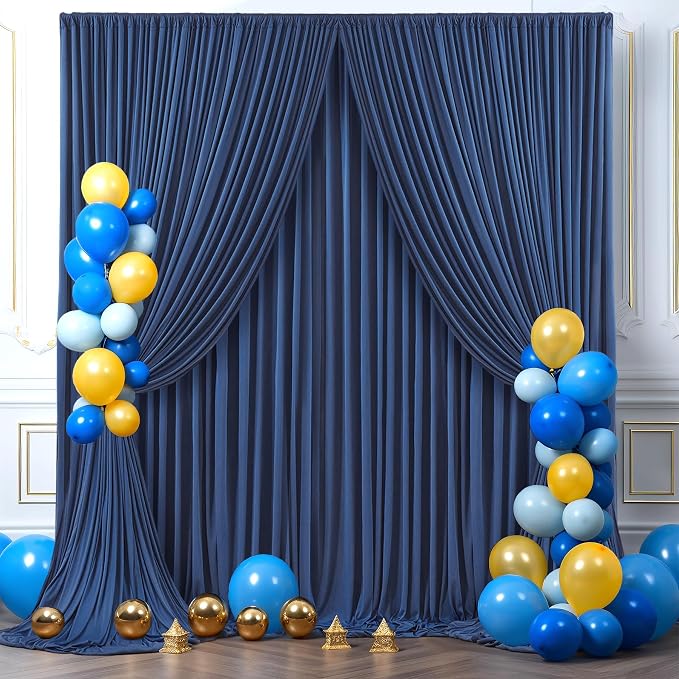 8 Panels Navy Blue Backdrop Curtains for Wedding Party Wrinkle Free Backdrops Curtain Drapes Fabric Decorations Photo Back Drop Cloth for Baby Shower Photography Stage Reception 40ft(W) x 12ft(H) - Image 8