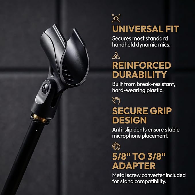 Universal Microphone Clip Holder, Comes with 5/8" Male to 3/8" Female Screw Adapter Suitable for Handheld Microphones, 2-Pack - Image 5