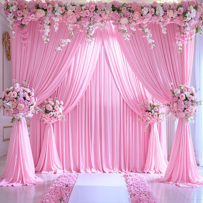 10x12 Pink Backdrop Curtains for Wedding Party Wrinkle Free Backdrops Curtain Drapes Fabric Decorations Photo Back Drop Cloth for Baby Shower Photography Stage Reception 5ft x 12ft,2 Panels - Image 9
