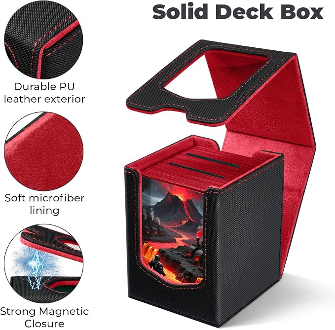 Fabmaker Deck Box Compatible with MTG Commander,Comman-der Deck Box Storage | Magnetic Trading Card Storage Box with Comman-der, Fits 100 Double-Sleeved Card, Card Box Compatible with Magic the Gathering - Image 4