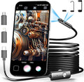 Dual Lens Endoscope Camera with Light Borescope Inspection Camera | Borescope Camera with 8+1 Adjustable LED Lights 1980P IP68 Waterproof 16.5ft Semi Rigid Snake Camera for iPhone iPad Phone by CARPDIM