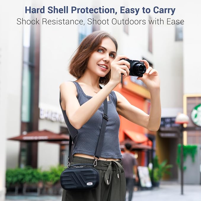 JJC Carrying Case Pouch for Canon PowerShot V1 G7X III II, Sony ZV-1F ZV-1 | for Sony ZV1 II RX100 VII, Olympus TG-7 TG-6 TG-5, GoPro Hero DJI Osmo Action Cameras, Travel Protective Bag with Neck Strap - Image 6