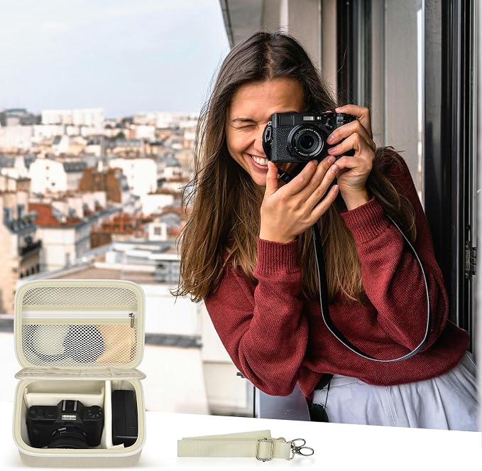 ANKHOH Vlogging Camera Case for Duluvulu/Zostuic/YIGLLO/Gavonde/Canon/Kodak | SD Card & Battery Storage, Accessory Pocket, Travel Carrying Bag, Case Only, For Creators Photography & Travel, White - Image 8
