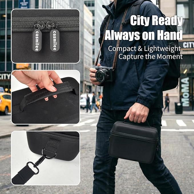 casmilee Camera Case for Sony Alpha ZV-E10 Alpha a6400/ a6700/ a6100/ a6000/ a6600/ a6500 Mirrorless Digital Camera, Hard Travel Bag with a Shoulder Strap for Lens & Accessories (Black, Large) - Image 5