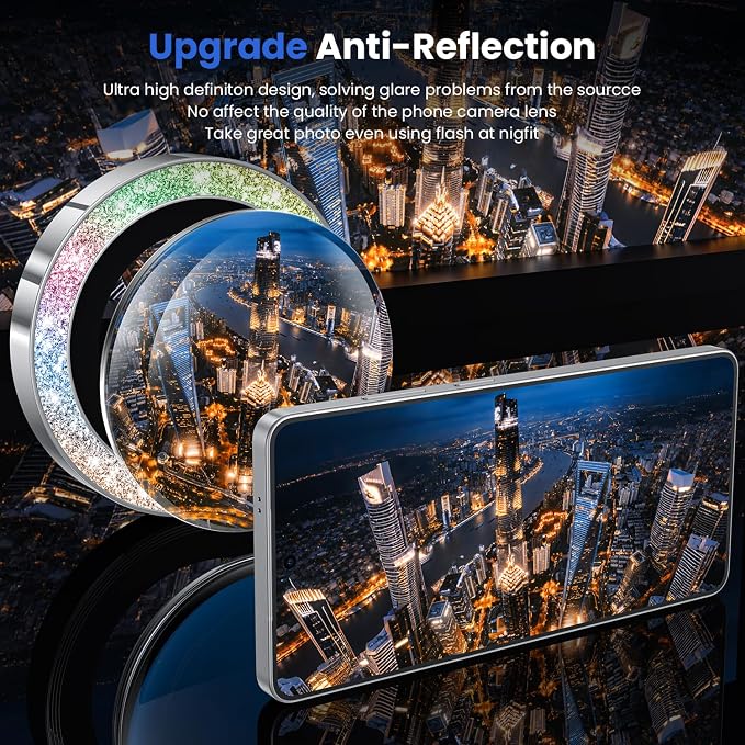 WSKEN for Samsung Galaxy S26 Ultra Camera Lens Protector - Ultra Thin | Case Friendly, 9H Shatterproof Tempered Glass, Anti Scratch Metal Circle, Camera Screen Protector Cover Accessories, Glitter - Image 2