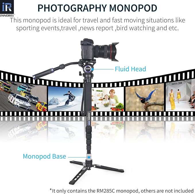 Carbon Fiber Camera Monopod INNOREL RM285C Professional Portable Compact Lightweight Travel 5-Section Monopod for Canon Nikon Sony DSLR Camera Video Camcorder DV Photography Bracket Load 22lbs/10kg - Image 7