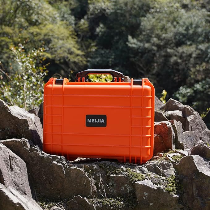MEIJIA All Weather IP67 Waterproof Hard Camera Case,Hard Protective Case,Hard Case with Customizable Foam,Fit Use of Drones,Camera,Equipments,Pistols(Orange,18.5 x14.06x6.93inches) - Image 2