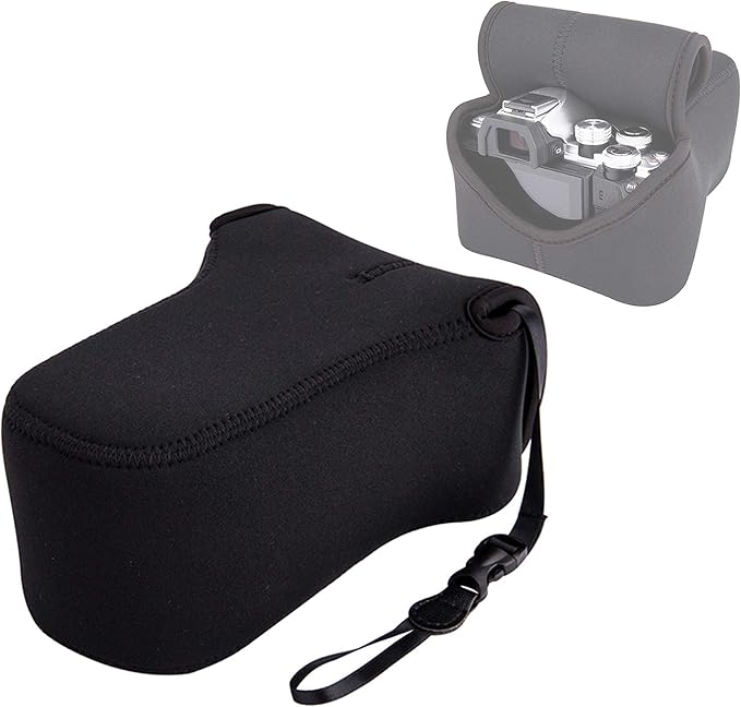 JJC Black Ultra Light Neoprene Camera Case for Fujifilm Fuji X-T100 X-T30 X-T20 X-T10 +50-200mm/50-230mm Lens, Pouch Bag for Olympus E-PL8 E-M5II E-M10 II, Canon M50 M5 with Telephoto lense by Fotasy