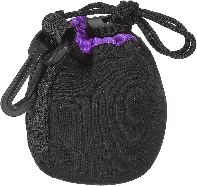 PATIKIL Camera Lens Bag, 2.8" IDx3.9 H Drawstring Lens Pouch with Thick Protective Neoprene, Lens Case for DSLR Camera Lens, Water Coffee Cups, Black, Purple by PATIKIL