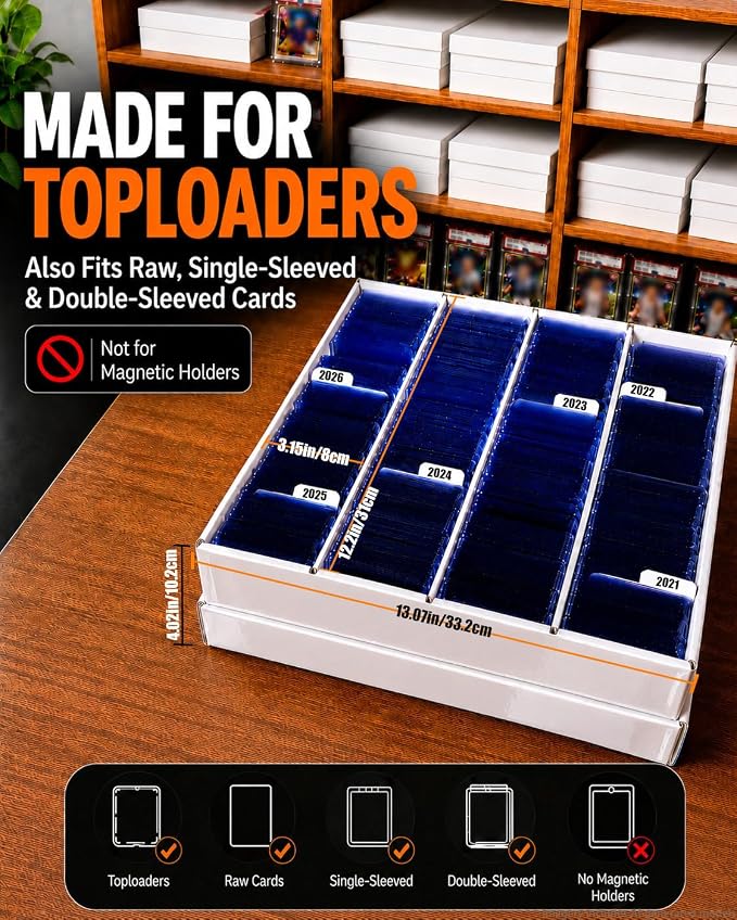 4 Row Toploader Trading Card Storage Box with Divider, Duty Double Wall Box | 1 Pack, Fits 700+ Toploaders or 3800+ TCG Cards, for Bulk Card Storage, for Sports, MTG&PKM Card Storage, Laminated Film - Image 4