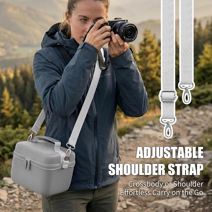 casmilee Camera Case for Sony Alpha ZV-E10 Alpha a6400/ a6700/ a6100/ a6000/ a6600/ a6500 Mirrorless Digital Camera, Hard Travel Bag with a Shoulder Strap for Lens & Accessories (Grey, Large) - Image 7