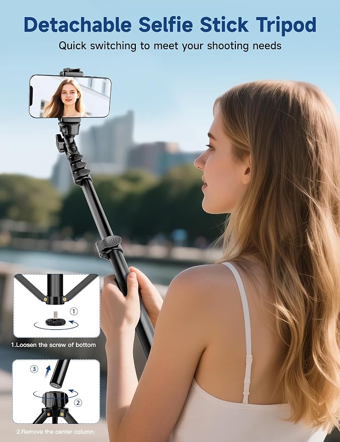 Phone Tripod Stand, 85" Tall Cellphone Tripod for iPhone with Gooseneck | Flexible Portable Phone Stand with Remote for Recording, Compatible with iPhone 14 13 12 Pro Android Camera - Image 8
