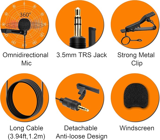 COMICA CVM-SM-O1 Lavalier Lapel Microphone, Omnidirectional TRS Clip-on Condenser Mic Compatible with DSLR Camera BoomX-D/Sennheiser and Other Wireless Transmitter,Lav Mic for Video Recording - Image 4