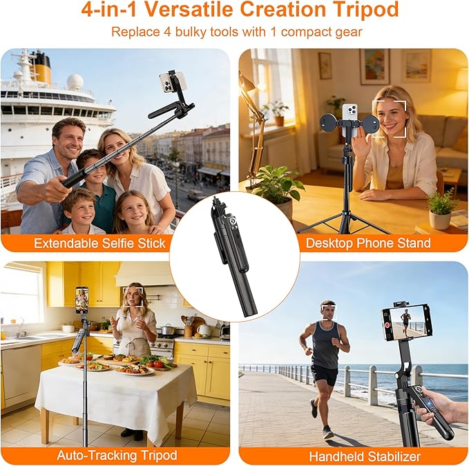 Auto Face Tracking Tripod for iPhone with Light and Remote Phone Stand | 360 Rotation Tripod that Follows Your Movement, No App, 71" Selfie Stick for Content Creator Vlog TikTok Live Stream - Image 7