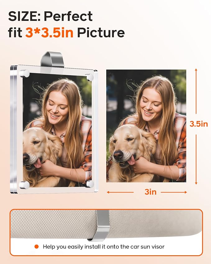 2Pcs 3"x3.5" Magnetic Car Visor Photo Holders - Strong Clip-on Picture Frames for Sun Visor - Personalized Photo Display for Family, Pets & Memories - Car Accessories Christmas Gift with Secure Clips. - Image 2