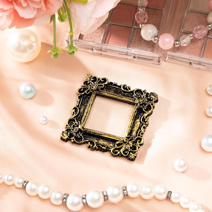 Vicenpal 25 Pcs Vintage Gold Mini Vintage Picture Frames Bulk | Small Vintage Photo Frames, Antique, Resin, Baroque, Ornate, Cute Wallet Size, for DIY Jewelry Gifts Christmas Wedding Decor - Image 2