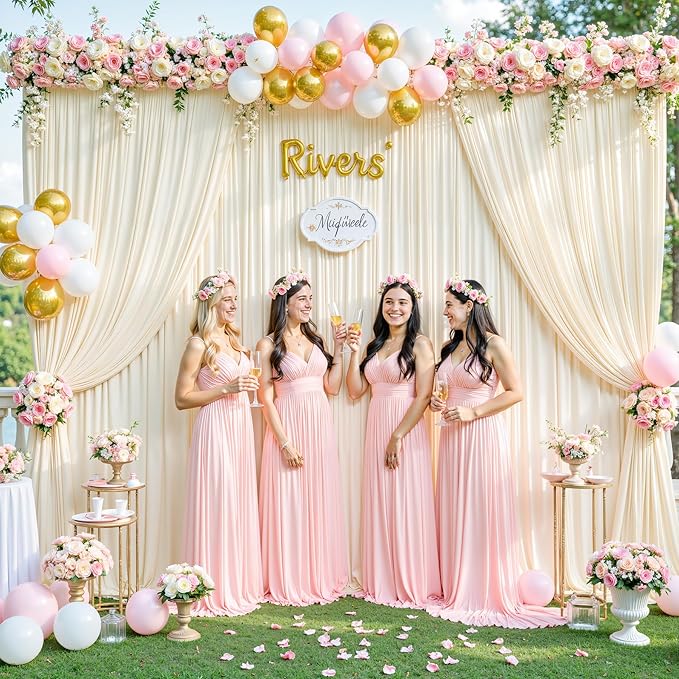 8 Panels Champagne Backdrop Curtain for Parties Wedding Baby Shower Wrinkle Free Photo Curtains Backdrop Drapes Fabric Decoration for Bridal Shower 40ft(W) x 10ft(H) - Image 4