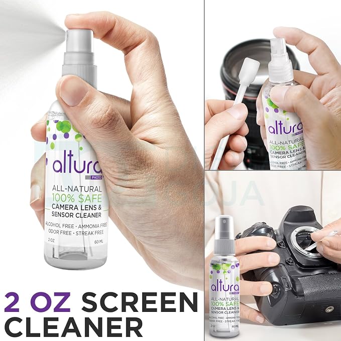 Altura Photo Camera Cleaning Kit, All-Natural Lens Cleaner, DSLR Mirrorless | Includes All-Natural Cleaner, Brush, Pen, Blower, Microfiber Cleaning Cloths & Tissue Wipes for Canon Nikon Sony DSLR Cameras - Image 5
