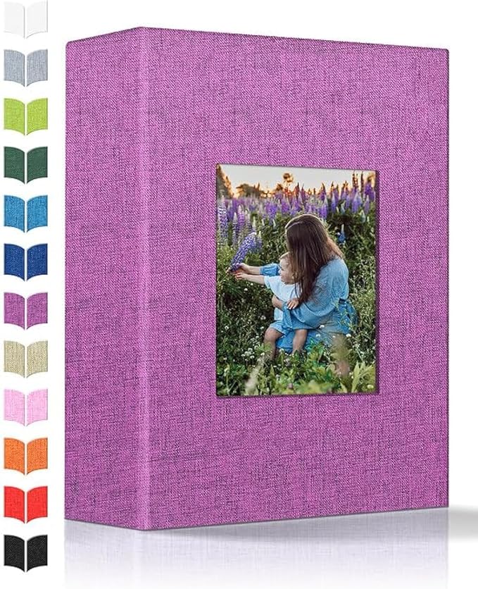 Artfeel Photo Album 4x6 with 100 Pockets,Slip-in Picture Albums,Linen Cover Memory Book with Front Window,White Page Vertical Photo Book for Wedding,Family,Anniversare,Baby,Vacation by Artfeel