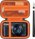 Carrying Case for Canon PowerShot SX740 HS, SX730 HS Camera, Orange | SX720 HS, SX620 HS, G7 X Mark III, G7 X Mark II Digital Camera, Storage Holder Travel Bag with Mesh Pocket for Battery Pack by Supmay