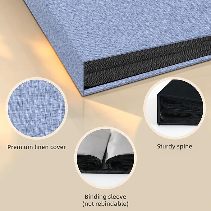 Popotop Photo Album 4x6 200 Pockets for Wedding Gifts,Linen Hardcover Picture Albums for Family Anniversary Baby Vacation Pictures - Image 4