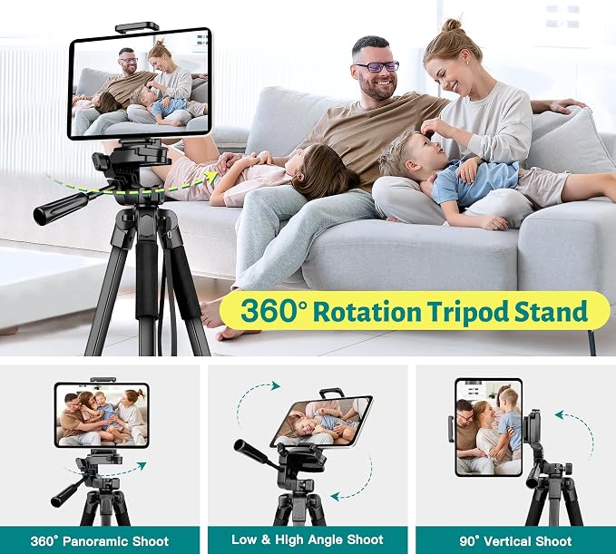JOILCAN Phone Tripod, 67" Camera Tripod Stand for iPhone iPad | Professional Aluminum Travel Tripods with Wireless Remote and Carry Bag for Cellphone Photo Video Recording Vlog - Image 3