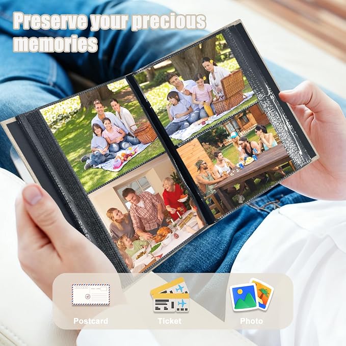 Photo Album 4x6 200 Pockets for Wedding Gifts,Linen Hardcover Picture Albums for Family Anniversary Baby Vacation Pictures - Image 4