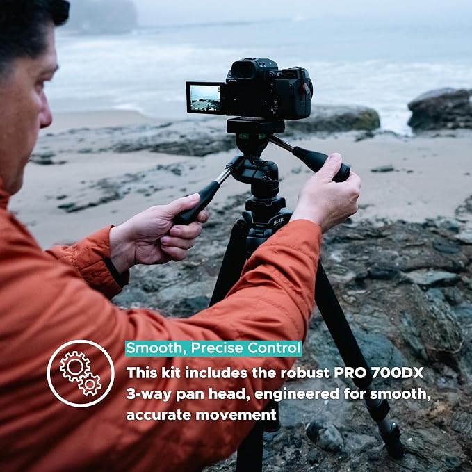 SLIK Pro 700 DX Tripod with 700DX 3-Way, Pan-and-Tilt Head - Titanium - Image 5