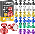 FINDMAG Magnets for whiteboard, Colorful Magnets Refrigerator, 42 Pack | Strong Fridge Magnets for Locker, Kitchen and Office, Photos and Pictures Display, Accessories Decorative, Reusable Design by FINDMAG