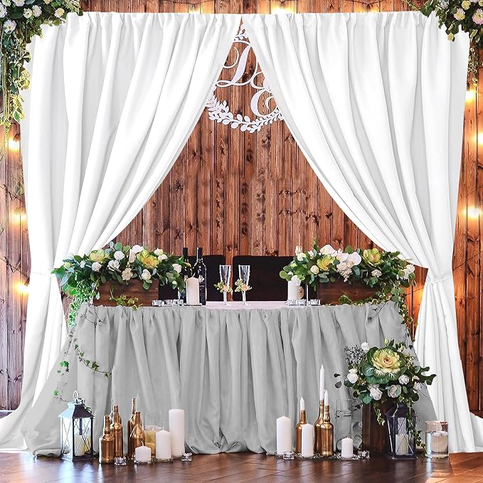 Joydeco White Backdrop Curtain for Parties, Wrinkle Free White Curtains Photo Backdrop for Wedding Decor, Birthday Party Graduation Baby Shower Photography(5ft x 7ft, 2 Panels) - Image 3