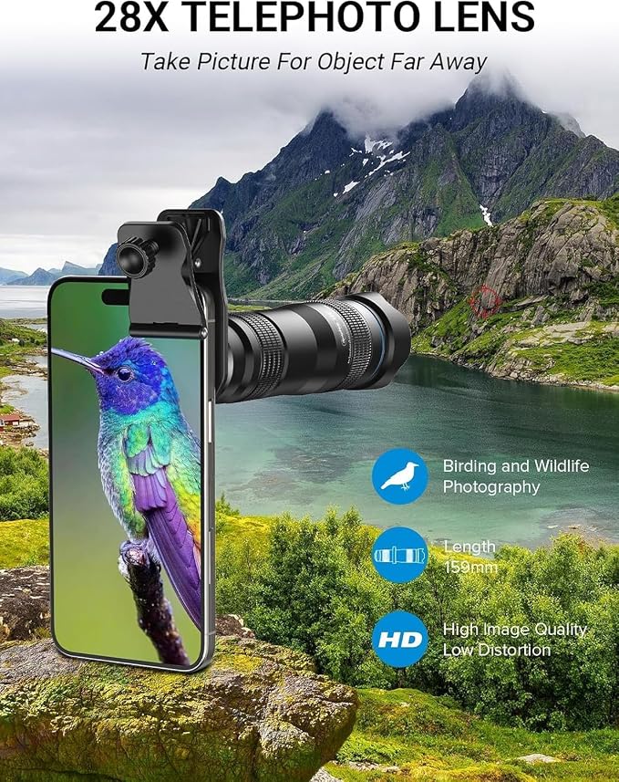 MIAO LAB 28X HD Telephoto Lens for iPhone/Samsung/Android | High Power Telephoto Camera Lens, Universal Smartphone Compatibility - Image 2