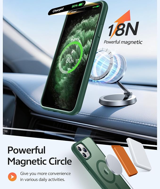 FNTCASE for iPhone 11 Pro Case, Fit for Magsafe, Translucent Matte Back | Magnetic Phone Cases, 14FT Military Grade Drop Protection, Shockproof Bumper, Slim Protective Cover, Green - Image 3