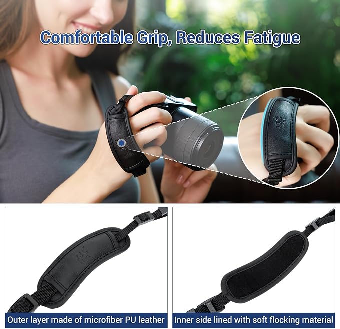 Camera Hand Wrist Grip Strap with Thinner Lanyard for Canon R50 V R50V R100 R10 R6V R5 R6 Mark II V for Fujifilm X Half GFX 100 II Coolpix P1100 for Panasonic Lumix L10 S1II S1IIE S1RII FZ80D S5IIX S9 - Image 3