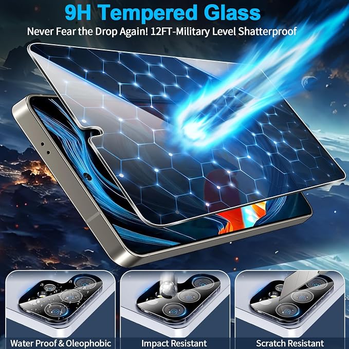 3 Pack Privacy Screen Protector for Samsung Galaxy s25 ultra Tempered Glass + 2 Pack Camera Lens Protector, True 25°Anti Spy, Military Grade Shatterproof, 9H+ Hardness, Auto Alignment Frame 6.9" - Image 5