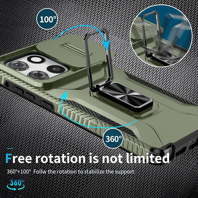 for Moto G Stylus 2025 Case,with Sliding Camera Lens Cover,HD Screen Protector,360° Rotating Kickstand, Military-Grade Shockproof Protective Cover for Motorola G Stylus 5G 2025,Army Green - Image 5
