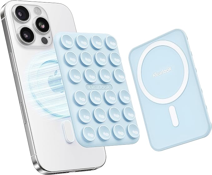 Klearlook Magnetic Suction Phone Mount for MagSafe Case, Light Blue | Removable Sticky Phone Grip Holder for Hands-Free Makeup / Selfie / Vlog for TikTok & Instagram Influencer / Creator by KlearlookMaximizedClarity