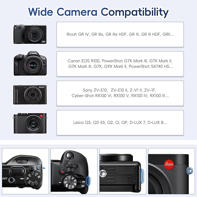 JJC Soft Neoprene Camera Wrist Strap for Compact Cameras with Quick Release | for Ricoh GR IV GR IIIx GR III HDF Monochrome Canon G7X Mark III II G9X Mark II Fujifilm X100VI Sony ZV-1 ZV-1F RX100 VI V IV - Image 3