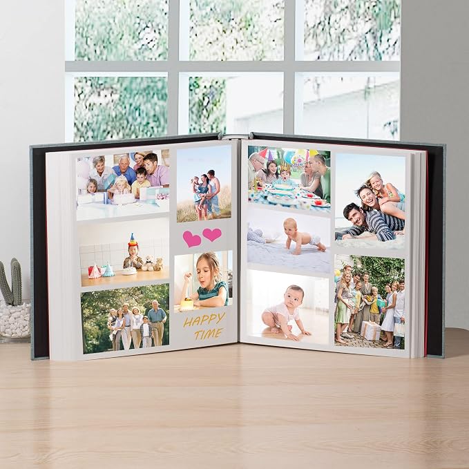 Large Photo Album Self Adhesive 4x6 5x7 3x5 8.5x11 Scrapbook Magnetic Album DIY Scrap Book Length 13 x Width 12.8 (Inches) 120 Sticky Pages Linen Cover DIY Photo Album (Green) - Image 3