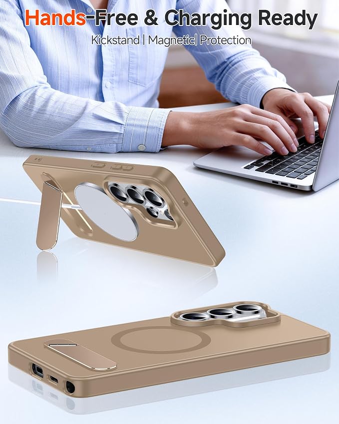 LeYi for Galaxy-S26-Ultra Case with Stand: for Magsafe Funda para Samsung s 26 s26ultra Phone Cover Rugged Slim Fit Heavy Duty Magnetic Women Men Kickstand Military Grade Samsungs26 Ultra, Gold - Image 2