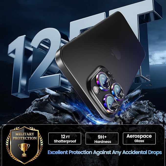CACOE Metal Camera Lens Protector for iPhone 15 Pro/15 Pro Max | Tempered Glass Cover, Anti-Scratch, Drop-Proof, Strong Adhesion, Camera Screen Cover Accessories, Colorful - Image 5