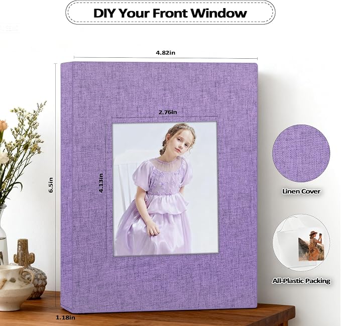 Popotop 2 Pack Photo Album 4x6 Pictures, Small Linen Slip-in Photo Albums Book for 80 Photos with 40 Pockets, Birthday Gifts for Women Mom Family Baby - Image 4